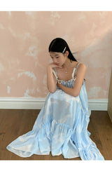 Sky Cloud Cancan Sleeveless Long One Piece