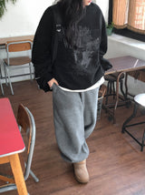 Byubyuen Flower Fleece Jogger Brushed Pants