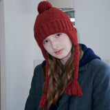 Folded Bell Earflap Beanie (Red)