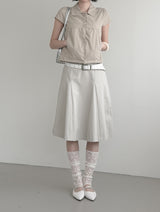 Trench Button Crop Short Sleeve Shirt Jacket