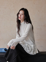 Romance Lace High-neck Knit Top