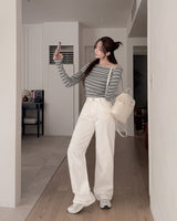 Tail wide cotton pants