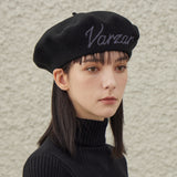VARZAR Cursive Logo Wool Beret / Black