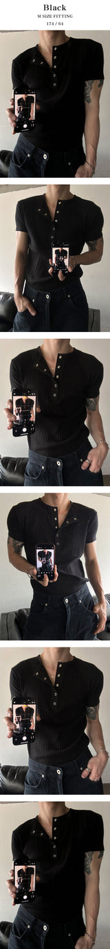 [S/S] High ribbed henry neck half knit(3color)