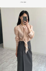 ラッフルテンセルシースルーブラウス