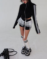 Track zip-up shorts two-piece set