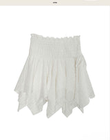 [ 2-way ] shop asymmetrical shirring lace mini sk