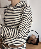 [Unisex]Stripe inner hood long sleeves(3color)