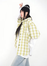 (UNISEX)シリーンオーバーサイズチェックシャツ