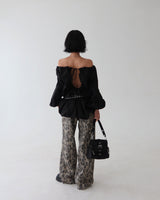 leopard leopard wide long pants