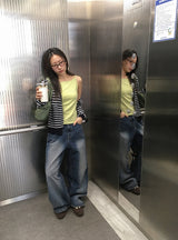 Bahiu Washing Wide Denim Pants