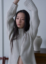 Zen High Neck Cardigan (Ash Cream)