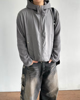 Contrast Highneck Hood Zip-up
