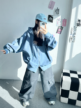 PIGMENT PATCH POINT 2-WAY HOOD ZIP-UP💛🩵🩶 - 3 COLORS
