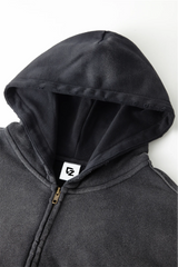 Vintage Spray-Dyed Zip Up Hoodie - Black