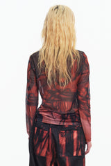 Embryo hair texture printed bottoming shirt