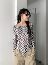 ARGYLE OFF SHOULDER LONG SLEEVE (2C)
