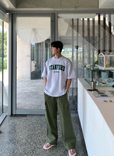 Maret Ice Linen Cargo Banding Wide Pants