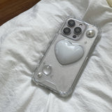 [made]white pearl heart ver resin phone case 