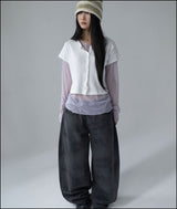 Edit crop frill half cardigan