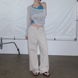 [Eriton] Deep U-Neck Linen Summer Sheer Knit - 3 color