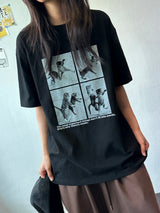 Juju Four Section Black White Oversized T-Shirt 4color