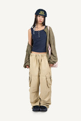 Button ribbed sleeveless