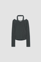Halter Layered Long Sleeve / Charcoal