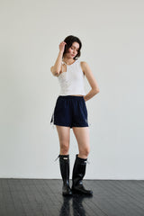 BEBE UNBALANCE SLEEVELESS TOP / WHITE