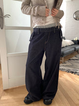 レイヤードバンディングデニムパンツ