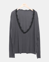 Tenber V-Neck Lace Long Sleeve T-Shirt