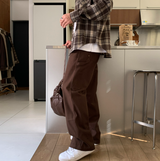 Levito Double Knee Back Banding Semi-Wide Cotton Pants