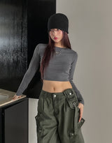 [U-BASIC] Sling Uネッククロップロングスリーブ