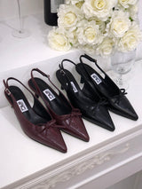 Ribbon Corset Slingback Heels