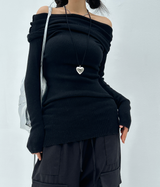 (SOFT-FIT/FALL EFFORTLESS CHIC) ソフトロングスリムボディシャーピングオフショルダーニット