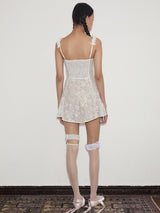 rirri Summer New Arrival Lace Trim Bow Accent Princess A-Line Slimming Short Dress