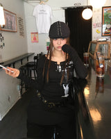 Lace black cotton pants