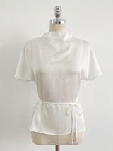Raz Half-Neck Satin Pleats Blouse (Belt set)