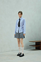 LOWELL SLIM FIT STRIPE SHIRRLING SHIRT / SKY BLUE