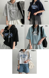リトルクロップドパーカー半袖Tシャツ