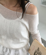 Arok Boat Neck Boucle Long Sleeve Cropped Loose Fit Knit 3 Colors