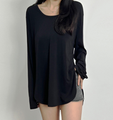 (BASIC ITEM♥/BEST VALUE♥) 3 COLORS ストレッチUネックルーズフィット長袖Tシャツ