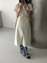 Jeure Wrap Roll-up Short Sleeve Long Dress