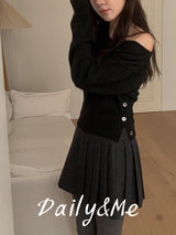 V-neck shoulder knitwear