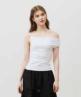 SHERRY UNBALANCE SHIRRLING TOP / WHITE