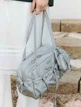 STRING RIBBON DUFFLE BAG GRAY