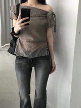 Layer off-shoulder blouse (3 colors)