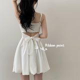 Mag Tulip Smoke Back Ribbon Mini Pumpkin Dress (2 colors)