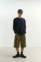 Comfort 3-Button Henley Neck (Navy)