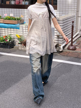 RIBBED HALF NECK TEE (4C)